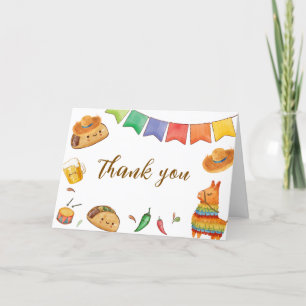Kawaii Rustic Fiesta Taco 'Bout A Baby Shower Letterpress Thank You Card