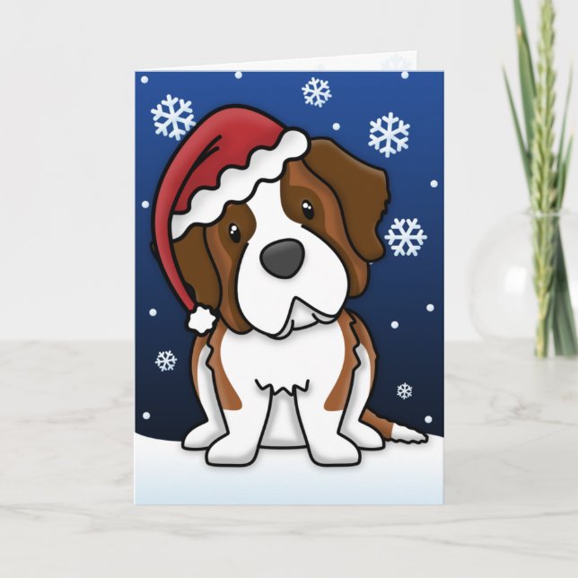 Kawaii Saint Bernard Christmas Card (Front)