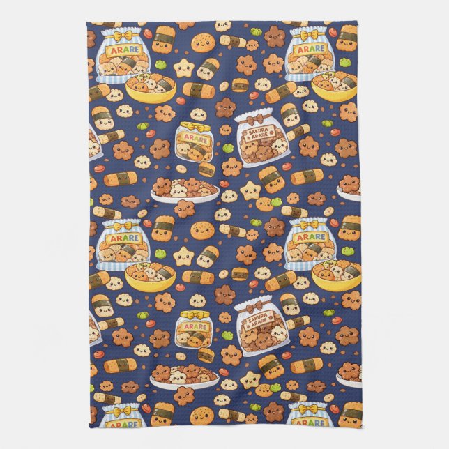 Kawaii Sakura Arare kakimochi Kitchen Towel (Vertical)