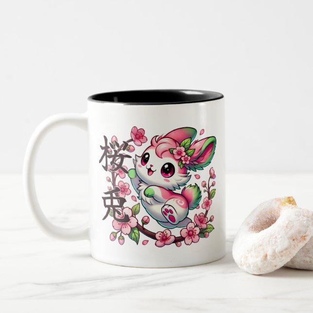 Kawaii Sakura Bunny Mug (With Donut)
