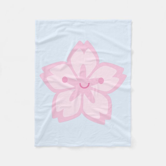 Kawaii Sakura Cherry Blossom Flower Fleece Blanket (Front)