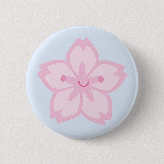 Kawaii Sakura Cherry Blossom Flower Pinback Button (Front)