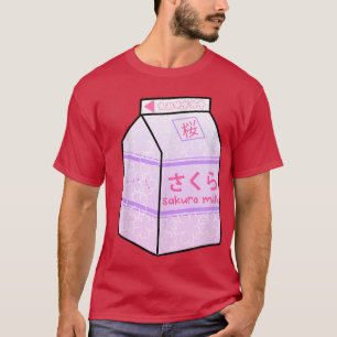 Kawaii Sakura Milk Carton Drink Japanese Cherry Bl T-Shirt