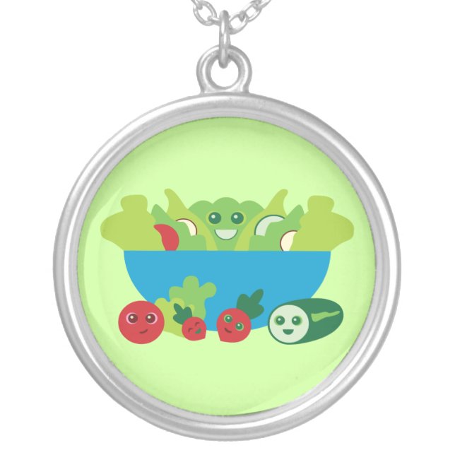 Kawaii Salad Silver Plated Necklace (Front)