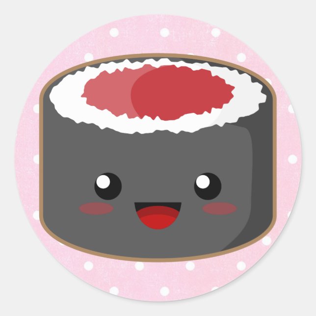 Kawaii Salmon Roll Classic Round Sticker (Front)