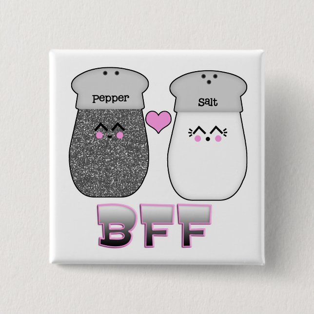 Kawaii Salt n Pepper BFF Pinback Button (Front)