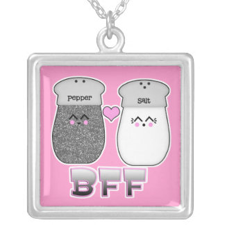 Kawaii Salt n Pepper BFF Silver Plated Necklace