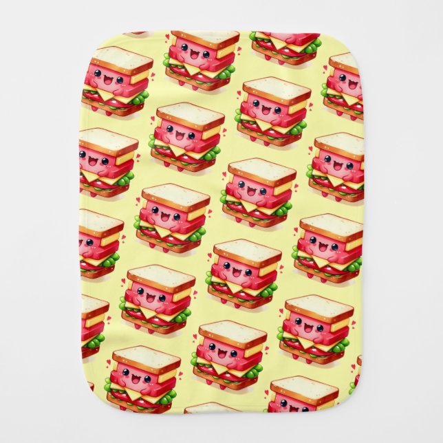 Kawaii Sandwich Baby Burp Cloth (Front)