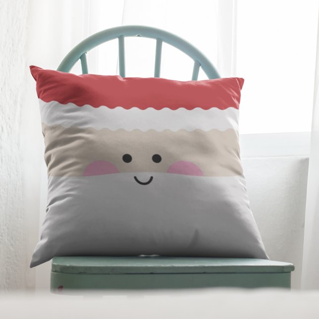 Kawaii Santa Claus Geometric Christmas Throw Pillow (Creator Uploaded)