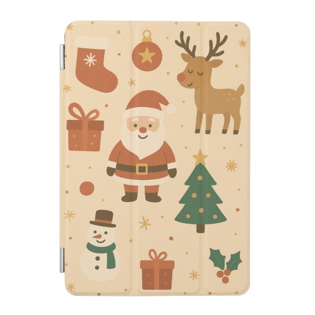 Kawaii Santa & Reindeer – Festive Christmas iPad Mini Cover (Front)