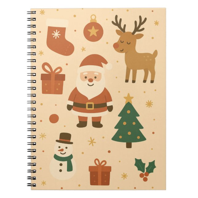 Kawaii Santa & Reindeer – Festive Christmas Notebook (Front)