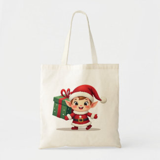 Kawaii Santa's Elf Helper Tote Bag