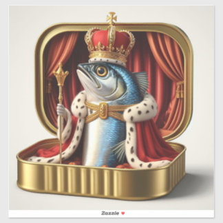  Kawaii Sardine King Royal Throne Art Sticker