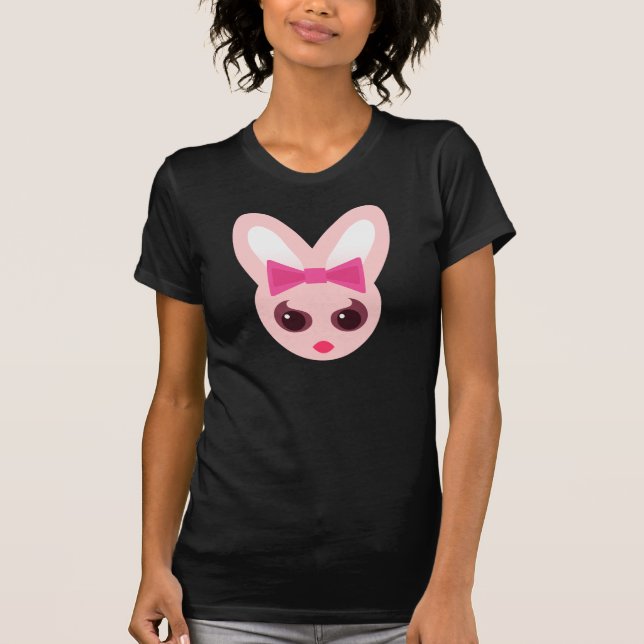 Kawaii Sassy Bunny Pink Bow T-Shirt (Front)