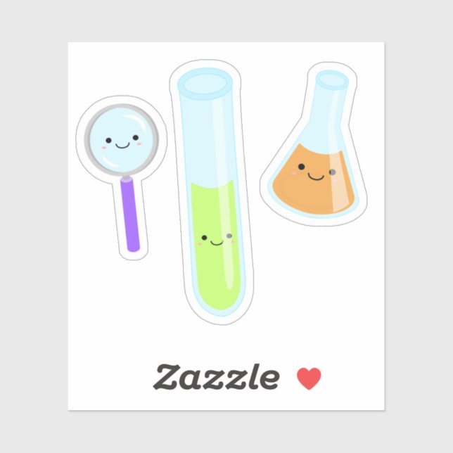 Kawaii Science Test Tube Beaker Magnifying Glass Sticker (Sheet)