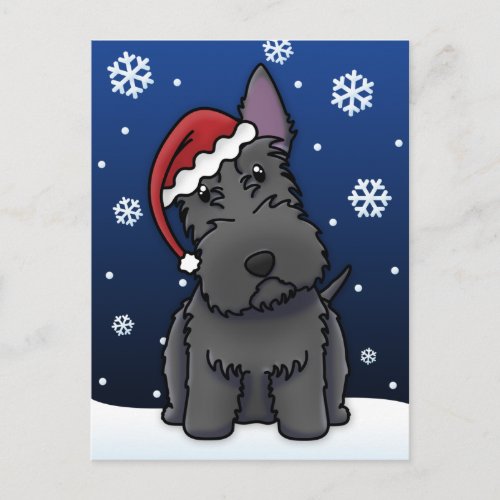 Kawaii Scottish Terrier Christmas Postcard