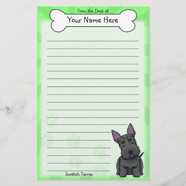 Kawaii Scottish Terrier Stationery (Front)