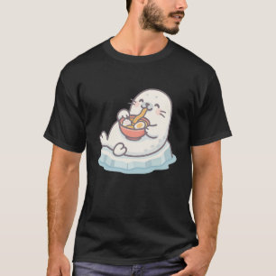 Kawaii Seal Eating Ramen – Cute Arctic Animal T-Shirt