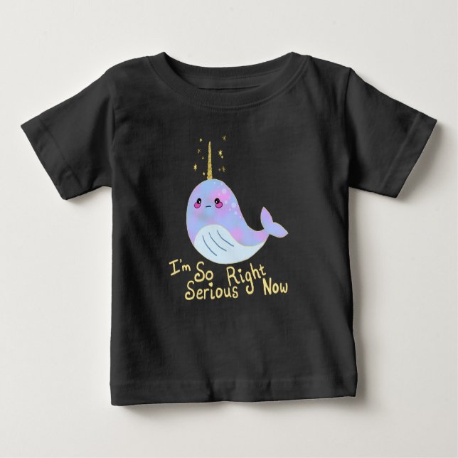 Kawaii Serious Narwhal Baby T-Shirt (Front)