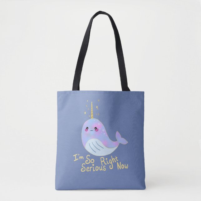 Kawaii Serious Narwhal Tote Bag (Front)