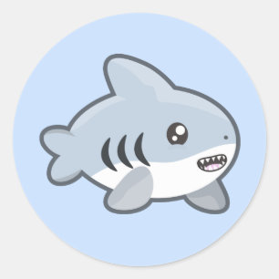 Kawaii Shark Classic Round Sticker