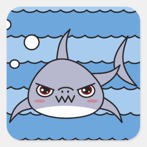Kawaii Shark Square Sticker