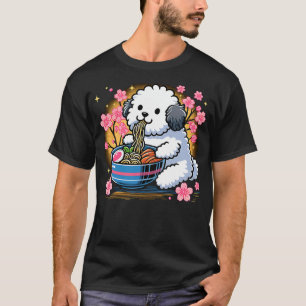 Kawaii Sheepadoodle dog Eating Ramen T-Shirt