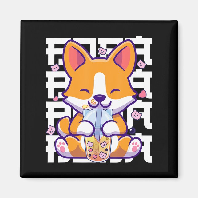 Kawaii Shiba Inu Dog Bubble Tea Boba Anime Gifts G Magnet (Front)