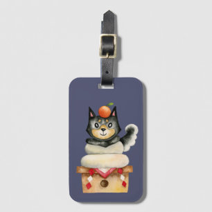 Kawaii Shiba Inu Dog Watercolor Illustration Luggage Tag