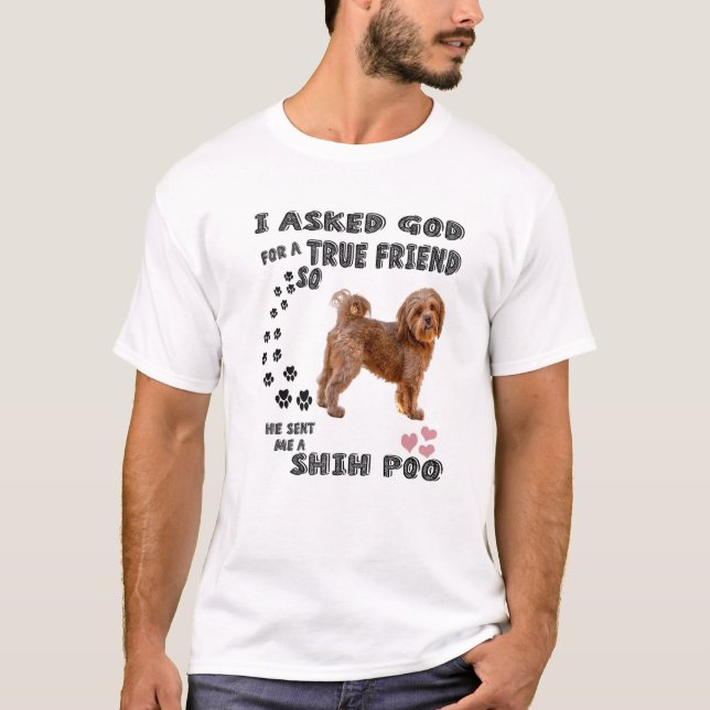 Kawaii Shih Poo Quote Mom, Pooshi Dad Art, Cute Sh T-Shirt (Front)