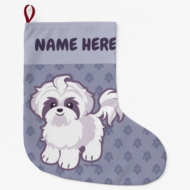 Kawaii Shih Tzu Large Christmas Stocking (Front)