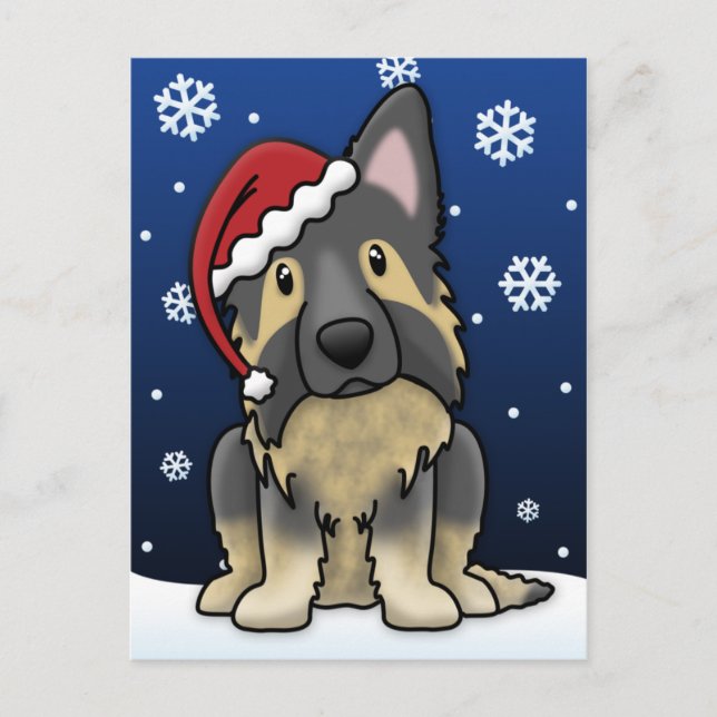 Kawaii Shiloh Shepherd Christmas Holiday Postcard (Front)