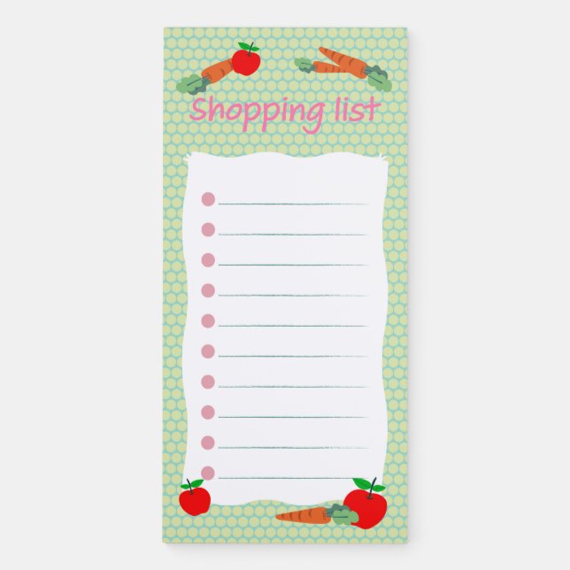Kawaii Shopping list Magnetic Notepad (Front)