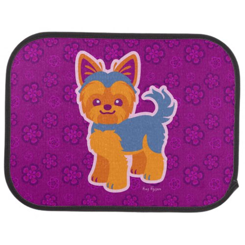 Kawaii Short Hair Yorkie Cartoon Dog Car Floor Mat