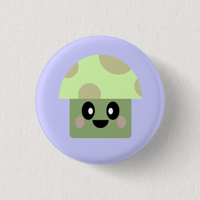 KAWAII SHROOM PSYCHEDELIC PIN BUTTON (Front)