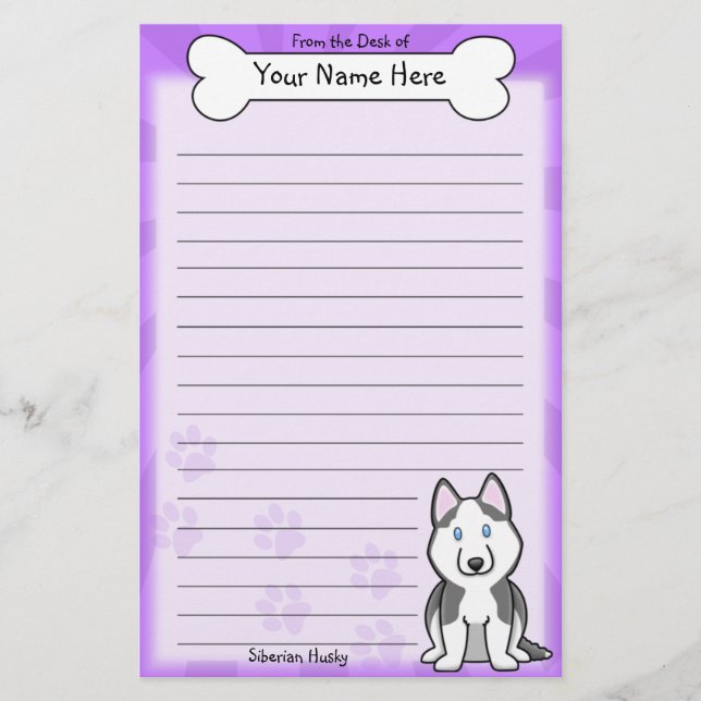 Kawaii Siberian Husky Stationery (Front)