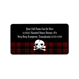 Kawaii Skull & Blood Red Plaid Label