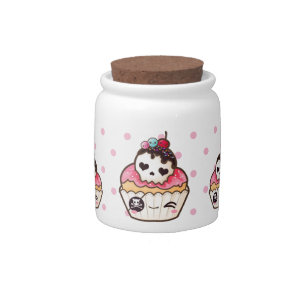 Kawaii skull cupcake candy jar