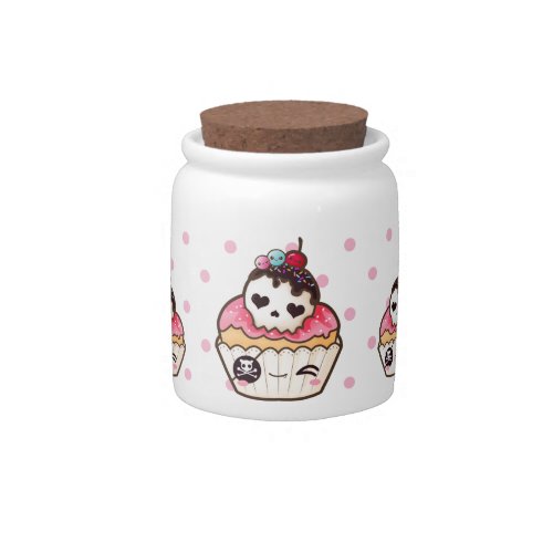 Kawaii skull cupcake candy jar
