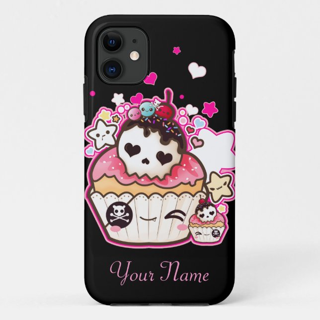 Kawaii skull cupcake with stars and hearts Case-Mate iPhone case (Back)
