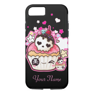 Kawaii skull cupcake with stars and hearts iPhone 8/7 case