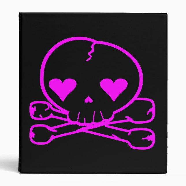 Kawaii Skull Death Rock Goth Pink & Black Binder (Front)
