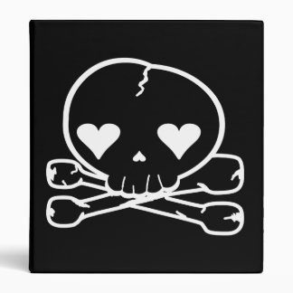 Kawaii Skull Death Rock Goth White & Black 3 Ring Binder