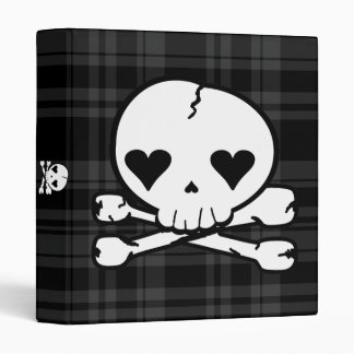 Kawaii Skull on Black Plaid Binder