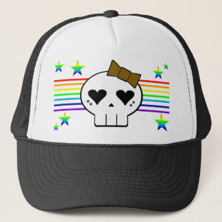 KAWAII SKULL RAINBOW STRIPES STARS TRUCKER HAT
