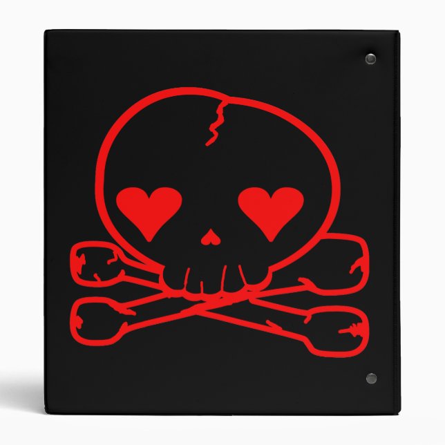 Kawaii Skull Red & Black Binder (Back)