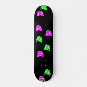 Kawaii Skulls Goth Lolita Black Pink Green Skateboard Deck