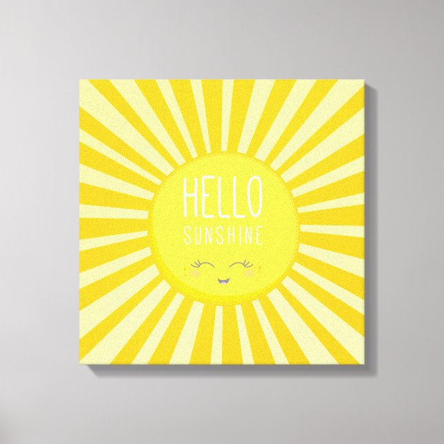 KAWAII SKY bright bold yellow smiling sun sunshine Canvas Print (Front)