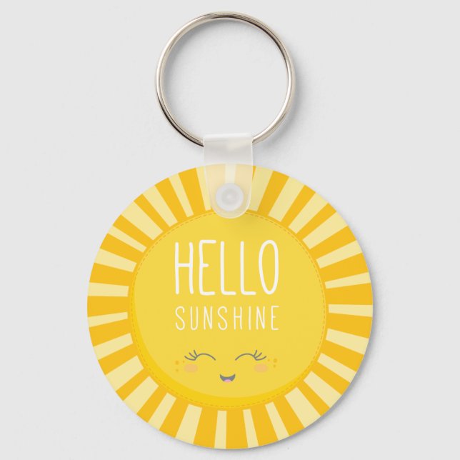 KAWAII SKY bright bold yellow smiling sun sunshine Keychain (Front)