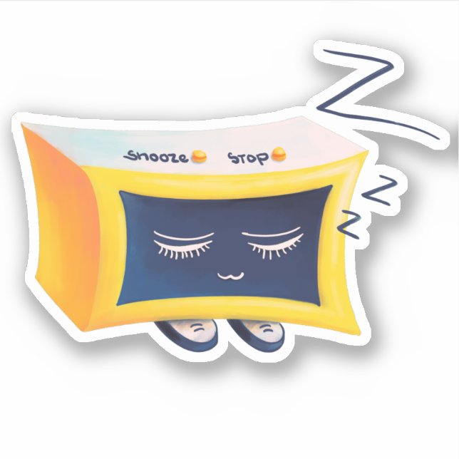 Kawaii Sleeping Alarm Clock Character Sticker (Front)